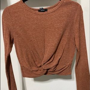 Brown cropped long sleeve in size medium